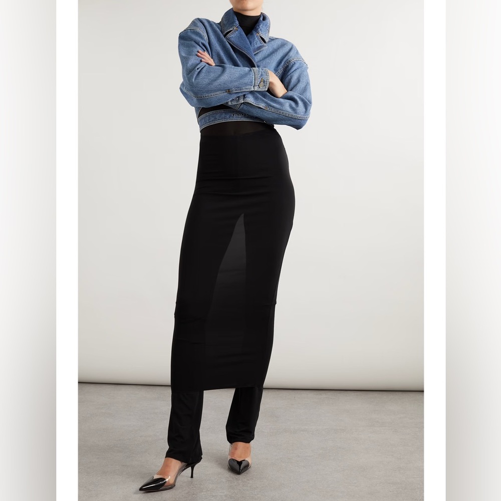 ALAÏA ALAIA Fluid Skirt Pants Skirt-Overlay Flared Trousers AA9P01375J050 $1260